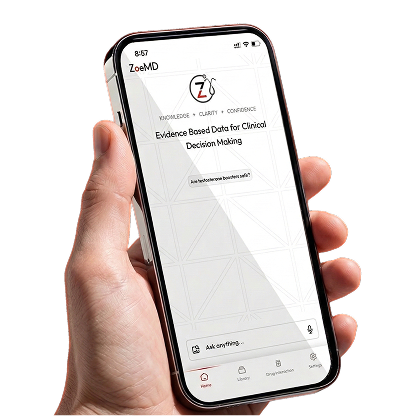 ZoeMD medical AI app shown across desktop tablet and mobile devices