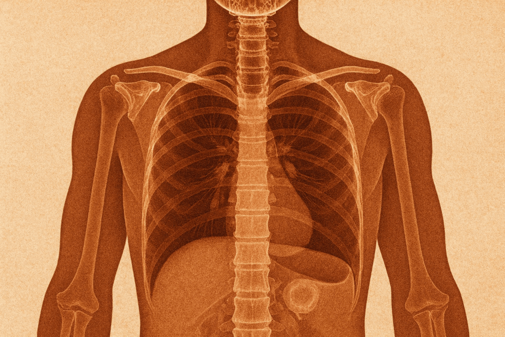 AI analyzing a chest X-ray or MRI with highlighted areas (bounding boxes) and a companion evidence summary sidebar. Diagnostic Support