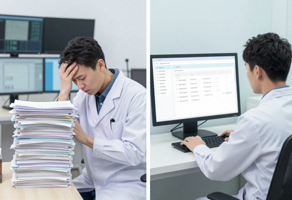 AI medical assistant reducing cognitive overload by organizing clinical information into one interface