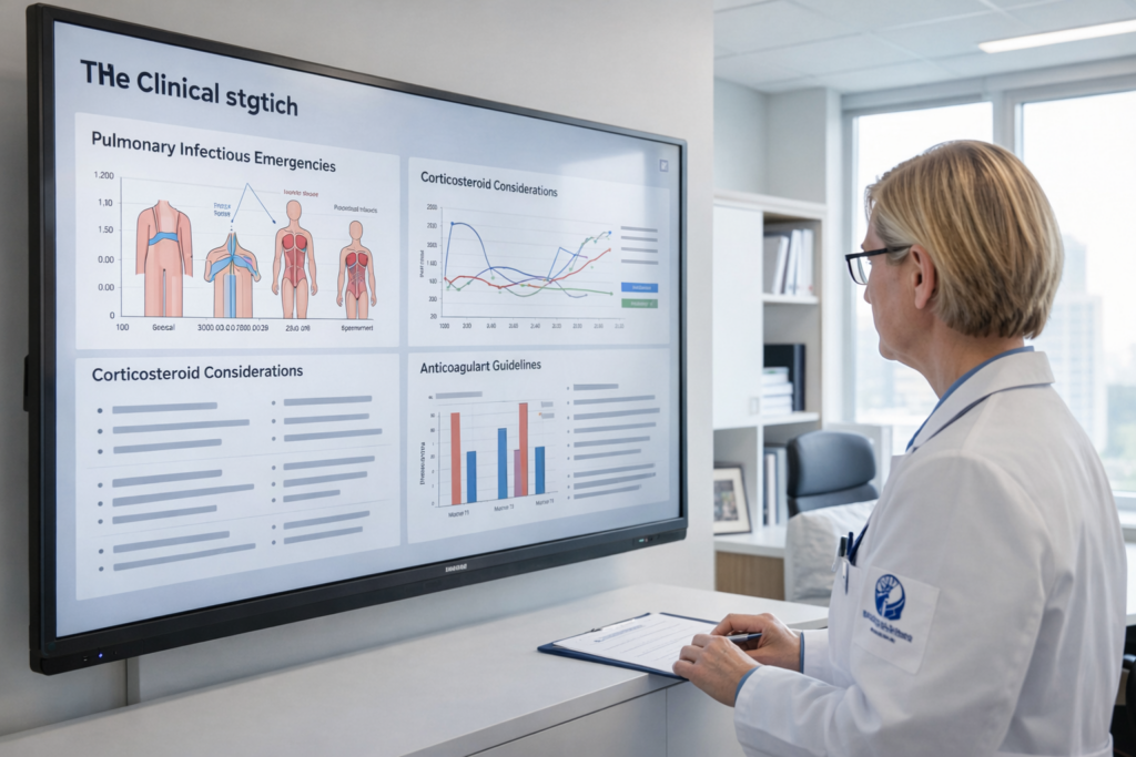 Medical research assistant interface comparing peer-reviewed studies for clinician review