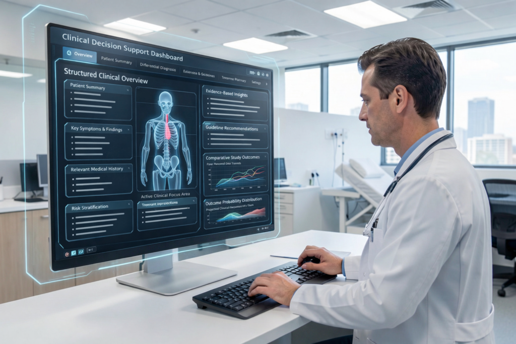 Future-oriented AI medical assistant supporting clinicians with real-time evidence updates