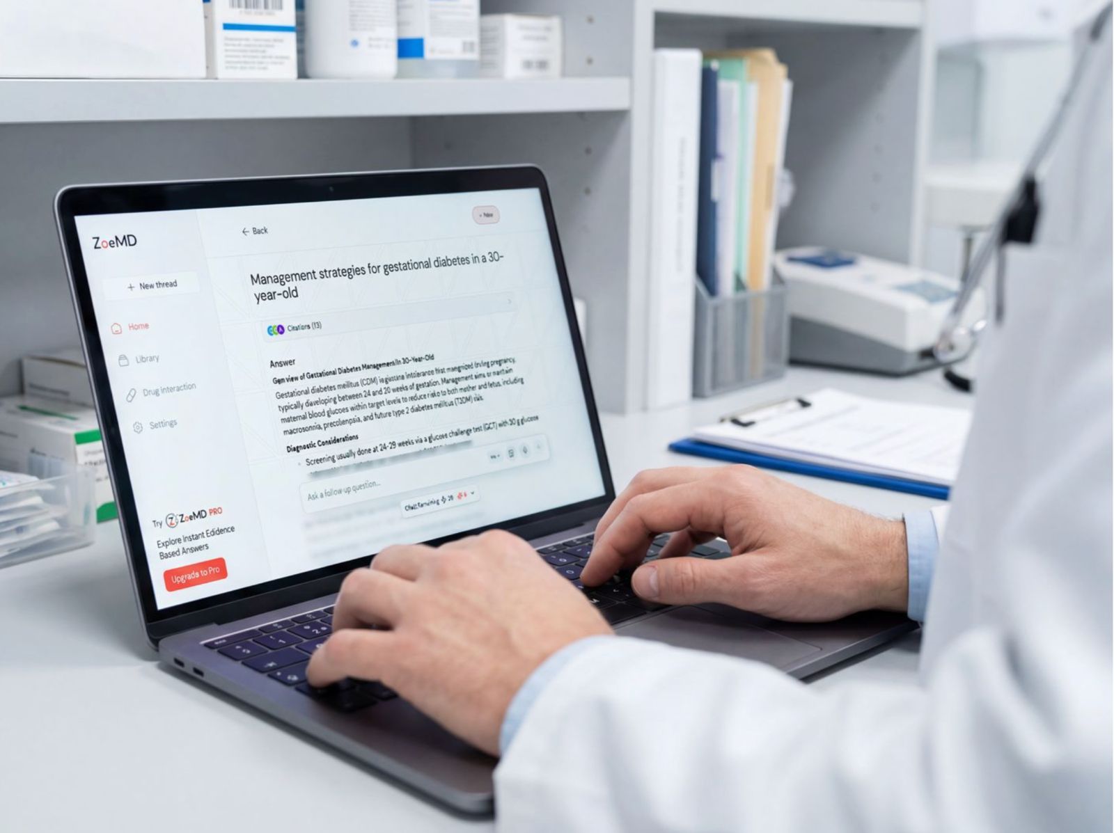 Doctor performing research with Zoemed